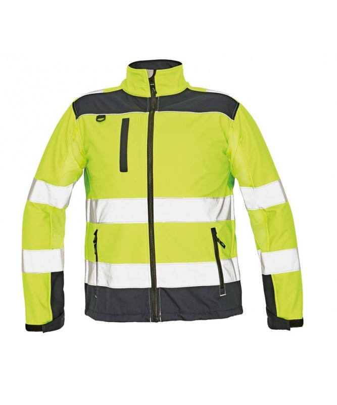 Softshell jaka, augstas redzamības Hi- Viz, mikroflīsa iekšodere, augstā apkakle, RYTON Softshell jaka, augstas redzamības Hi- Viz, mikroflīsa iekšodere, augstā apkakle, RYTON