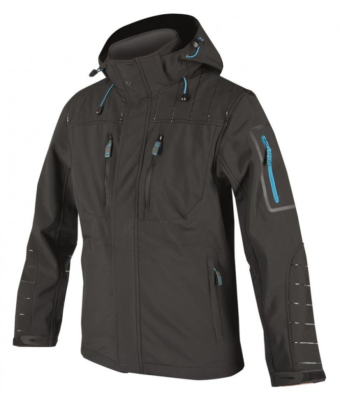 Dizainerinė vyriška softshell striukė su dekoratyviniu raštu ant pečių ir rankovių. Dizainerinė vyriška softshell striukė su dekoratyviniu raštu ant pečių ir rankovių.