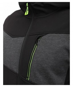 Lengvas, minkštas interjeras ir kvėpuojanti softshell striukė su gobtuvu RYSON PLUS, spalva: juoda