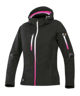CREATRON moteriška Softshell striukė su gobtuvu, juoda/rožinė/balta