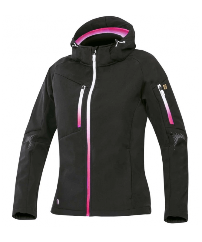 CREATRON moteriška Softshell striukė su gobtuvu, juoda/rožinė/balta