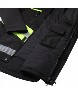 Šilta žieminė Softshell striukė VALENCIA juoda su šviesą atspindinčiais elementais