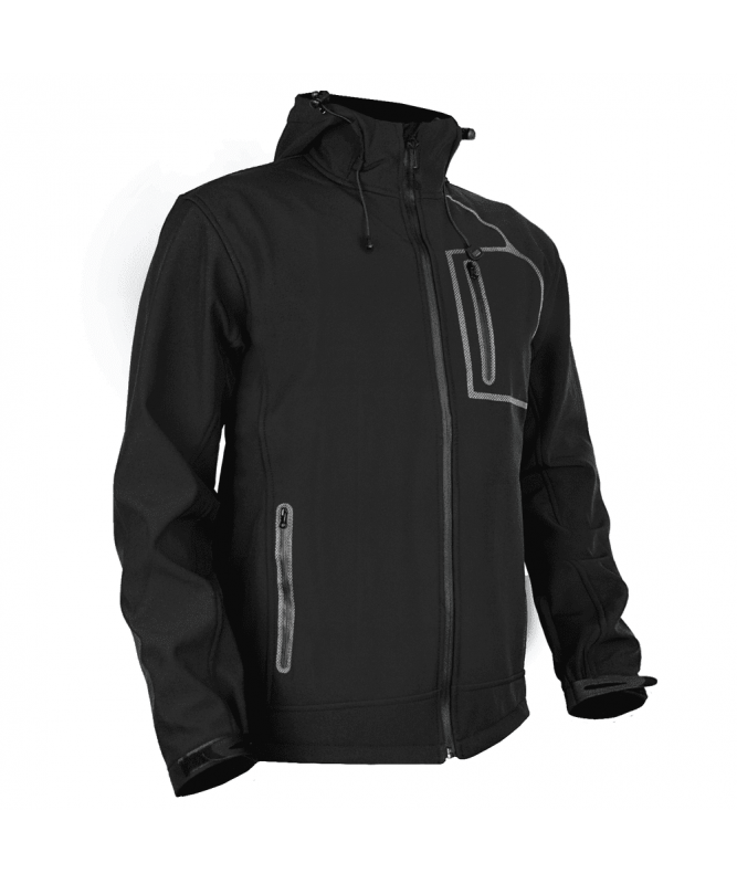 Softshell vēja un mitrumu izturīga jaka ar kapuci.